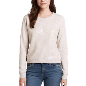 Abercrombie & Fitch Sequined Sweatshirt Heathered Gray Long Sleeve Size S